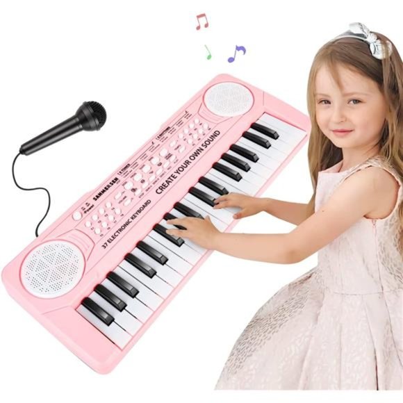 Keyboard Piano for Kids 37 Keys Music Piano with Microphone Portable Musical Toy - Picture 1 of 6
